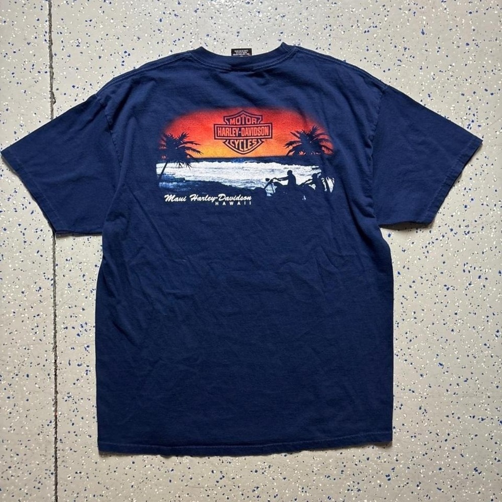 VTG Harley Davidson Maui Hawaii Graphic T-Shirt Size XL Made In USA Motorcycle